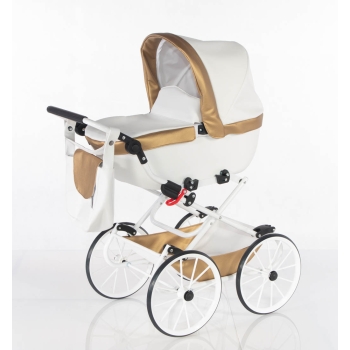 Wózek lalkowy - Princess Biało-Złoty